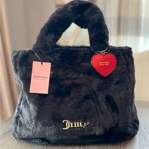 Juicy Couture black faux fur tote